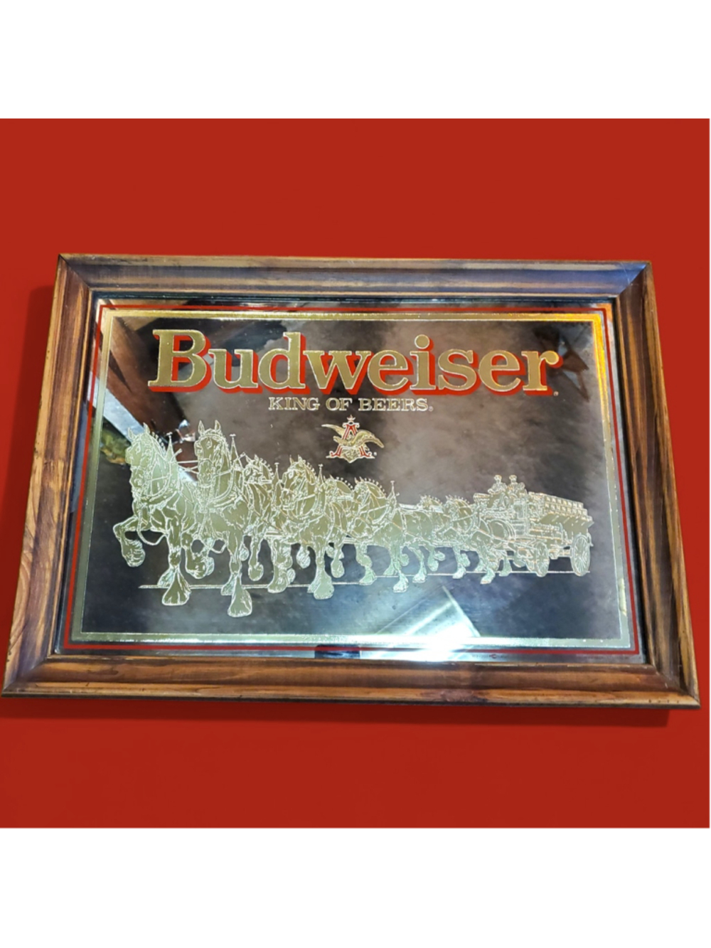 Vintage Busweiser Beer Bar Mirror Foil Sign Wall Art